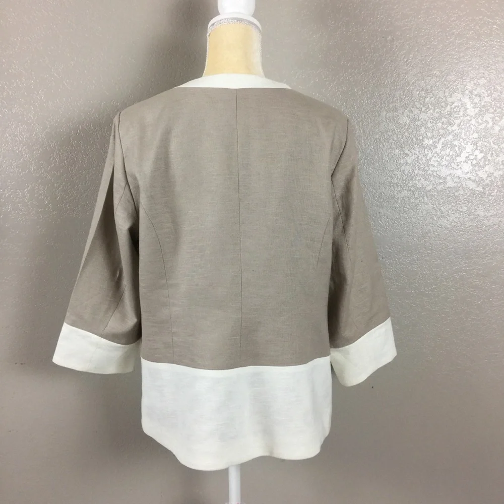 Chicos Reversible Linen Khaki Cheetah Jacket - Picture 4 of 8